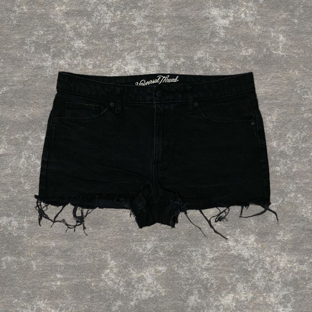 UNIVERSAL THREAD | High Rise Shortie Black Frayed Distressed Denim Shorts 12 31R